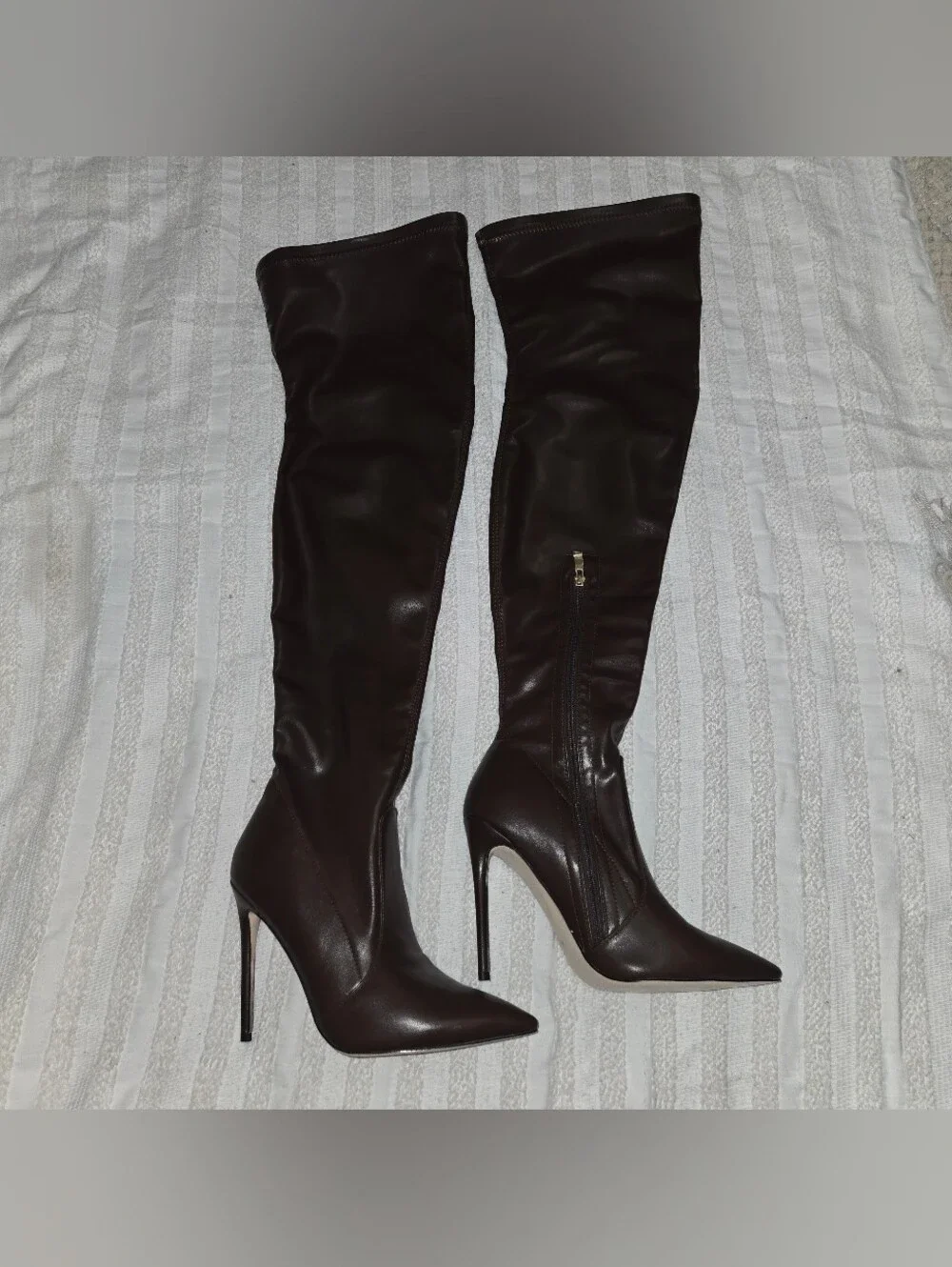 Up2Step - Over-the-Knee Pointed Stiletto Boots - Dark Brown